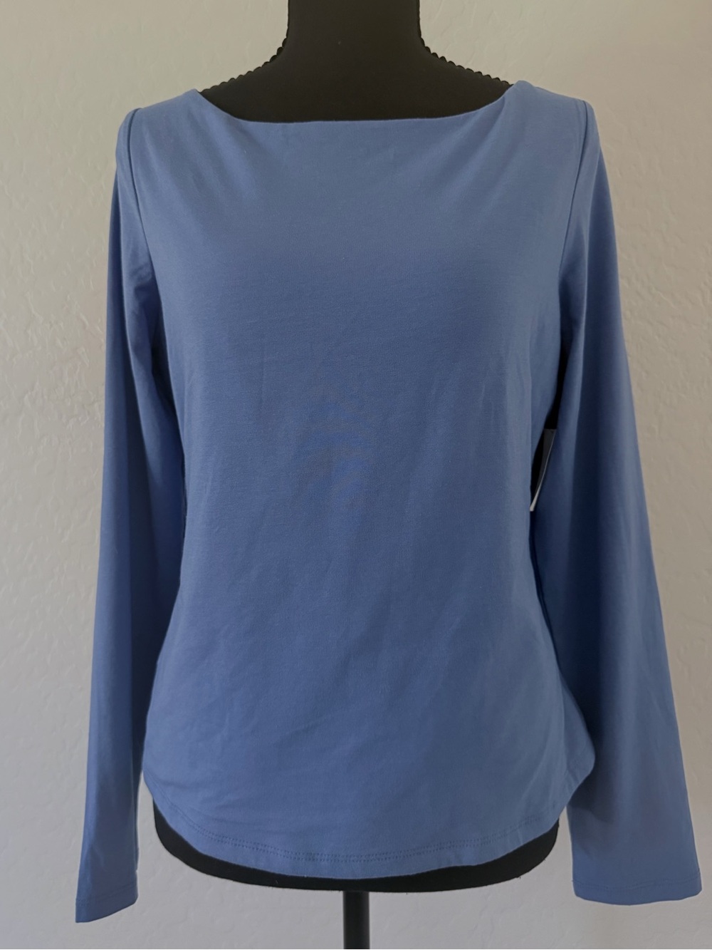Banana Republic Soft Stretch Blue Boat Neck Open Back Top Large NWT